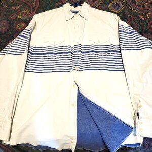 Vintage Wrangler Brushpopper White/Blue 16 1/2 - 35 size Blue Liner